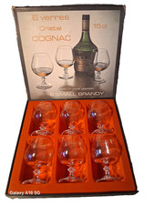 Vintage 🥃 lot de 6 verres à cognac 🥃 en cristal 🥃 en boite