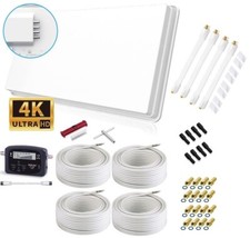 Selfsat H30d4 + Set Quad Antenne Plate Full HD 4K UHD 4 Abonné Porte-Fenêtre
