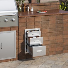 VEVOR Tiroir de Cuisine Extérieur Rangement pour Barbecue Acier Inox 3 Tiroirs