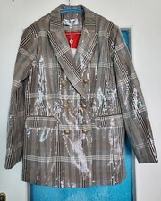 Jus d’Orange - Veste blazer Prince de Galles à sequins multico gris noir beige