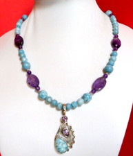 Collier Larimar et Améthyste