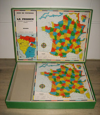 Ancien Puzzle en Bois  La France Départements MICHOU Complet