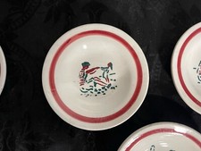 Dînette ancienne Creil Montereau, 7 Assiettes Bretagne