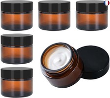Pots à Cosmétiques en Verre Ambré 6 Pièce Pots de Verre Ambre Vider 30 ml/50 ml 