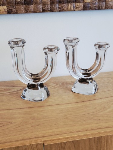 Paire bougeoirs cristal - de,