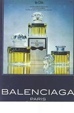 PUBLICITE ADVERTISING  1982  BALENCIAGA parfum le "  DIX "