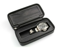Housse Porte- Montres Noir Remontoir Anti-rayures Voyage Boîtier Carbone