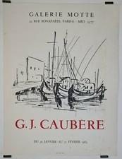 G.J. Caubère Galerie Motte 1963 Affiche Originale Exposition Bateau