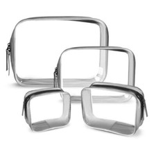 4 Pièces Trousse de Toilette Transparente Étanche Sac de Maquillage PVC Imper...