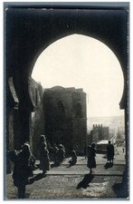 Maroc, Village marocain Vintage print sur papier carte postale. Tirage argenti