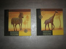 2 toiles "Savane", Zèbre et Girafe 30 x 30 cm
