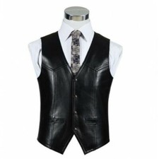 Gilet En Cuir Noir Authentique