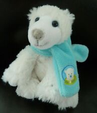 *. DOUDOU PELUCHE GIPSY OURS POLAIRE BLANC ECHARPE POL-R-BEARZ BLEU 15cm E.NEUF*