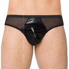 Tanga Noir sexy Effet Mouillé
