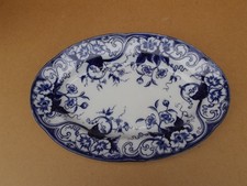 Creil Montereau Ancien grand plat ovale en faience modèle Flora