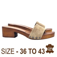 Mules Basses En Cuir Taupe À Talon 4,5 CM - Fabriqué En Italie - MY901 CAM TAUPE