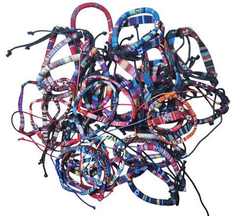 Bracelet pièces tissu mixte - 6,