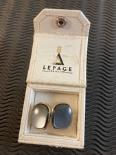 Paire bouton manchette plaqué or ? et pierre Années 70 Vintage Joaillier LEPAGE