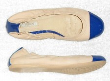 GEOX Ballerines Cuir Daim Beige et Cuir Verni Bleu P 35 TBE