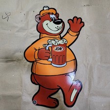 PLAQUE ÉMAILLÉE PORCELAINE BIÈRE A&W 18,5 X 30 POUCES