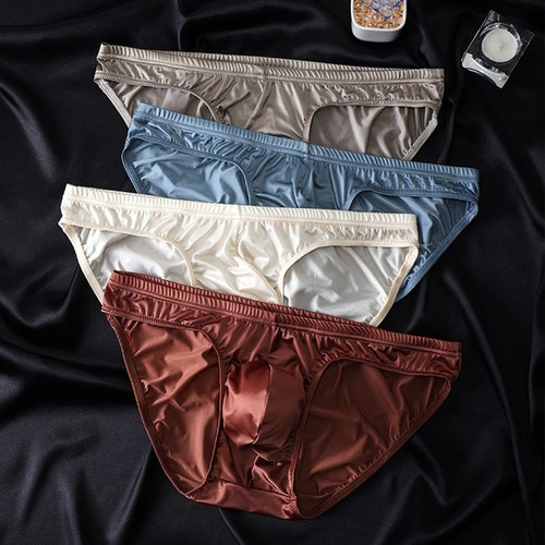 Slip homme soie - glacée, unie