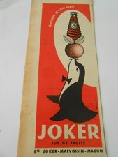 Publicité Advertising 1950 Jus de Fruit Joker Equilibre Phoque  Old Print
