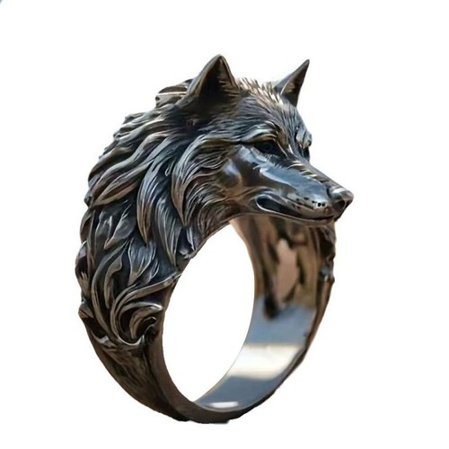 Bague loup acier - en,