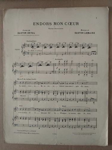 Partition ancienne chant - partition, et