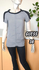 Guess By Marciano Taille 38  Haut top tee shirt manches courtes noir blanc