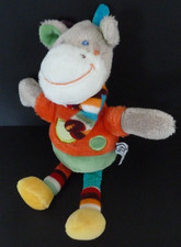 R4 DOUDOU MOTS D'ENFANTS GIRAFE VACHE ZOE ROUGE GRIS ORANGE BLEU VERT 28cm NEUF*