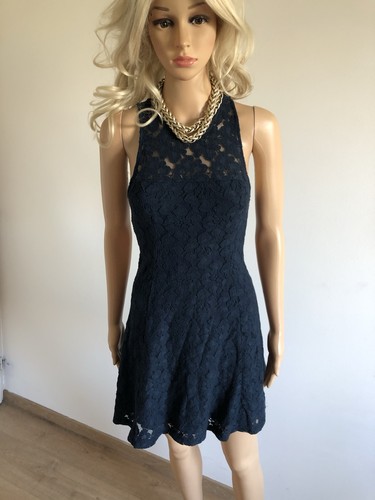 Robe bleue marine dentelle - marine,
