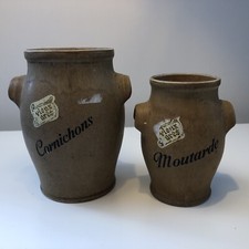 Lot Pots en vieux Grès Pot à cornichons / moutarde vintage Ustensiles de cuisine