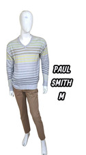 Paul Smith Taille M  superbe pull gris homme col V en coton métal
