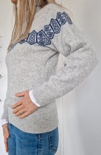 Vintage : Pull Laine & Angora à col roulé fabriqué en Italie - Taille S- Gris -