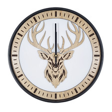Horloge Murale,Anneau,Chêne,Silencieux,Cerf Chasseur Montre,Bois,Montre Designer