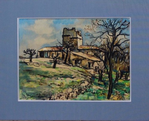 Aquarelle ancienne mas