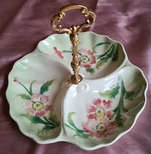 Plat de service à olives / apéritif Céramique barbotine style floral art nouveau