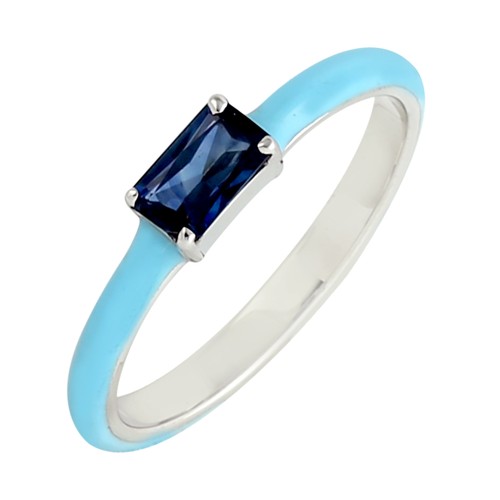 Bague émail saphir - en, or