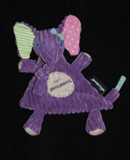 Doudou plat éléphant DEGLINGOS Sandykilos mauve violet vert rose étoiles peluche