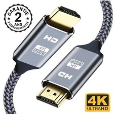 Câble HDMI 2.0 4K 60Hz 18Gbps TV HD PC Mac Blu Ray HDR PS4 PS3 Xbox 360 One S