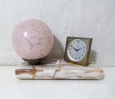 ancienne lampe art déco verre de Clichy réveil JAZ sur marbre vintage