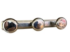 ANCIEN VINTAGE PORTE MANTEAU MÉTAL CHROMÉ 3 PATÈRES INDUSTRIEL VESTIAIRE