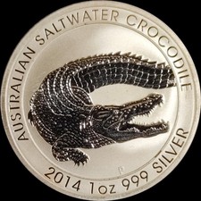 1 Once Argent  SALTWATER CROCODILE 2014 (1 oz silver)
