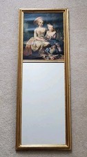 Ancien Miroir Mural Repro Enfantine 18e Cadre Doré Bois Style Romantique Trumeau