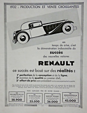 PUBLICITÉ PRESSE 1932 RENAULT