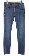Lee Luke Hommes Jeans W31/L34 Décoloré Effet Moustaches Zip Fly Extensible Bleu