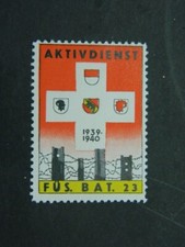 Vignette poste militaire Suisse Service actif Bataillon de Fusiliers 23 1939