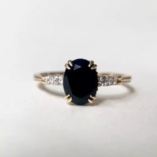 Bague Ovale En Diamant Noir De
