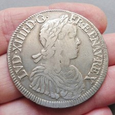 Louis XIV - Ecu à la Mèche longue - 1649 T  Nantes