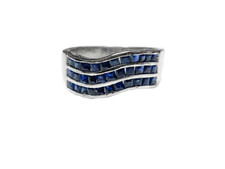 Argent Saphir Bleu Bague Argent Lourd Bague Saphir Naturel Bleu Pouce Bague